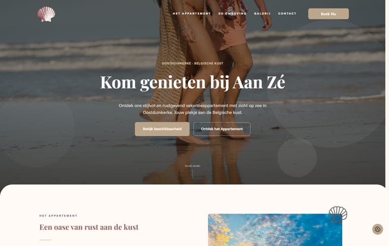 Homepage van Aan Zé op een laptop