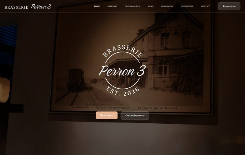 Homepage van Brasserie Perron 3 op een laptop