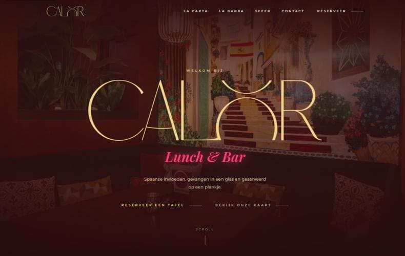Homepage van Calor op een laptop