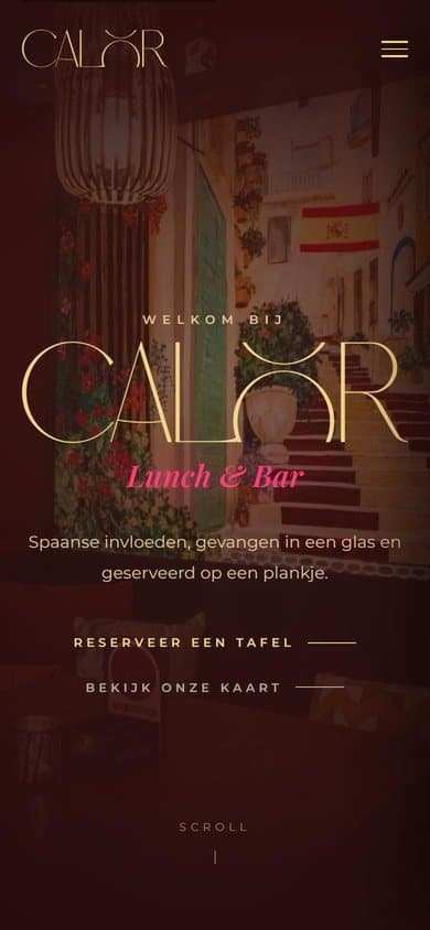 Homepage van Calor op een gsm