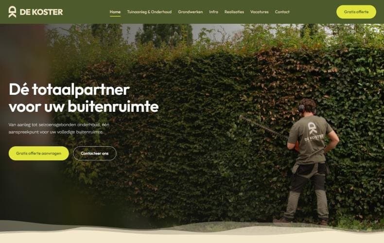 Homepage van De Koster op een laptop