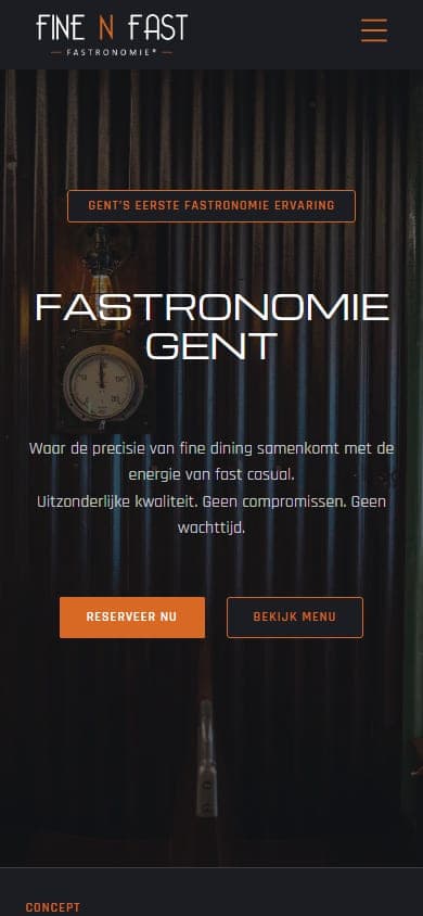 Homepage van Fine N Fast op een gsm