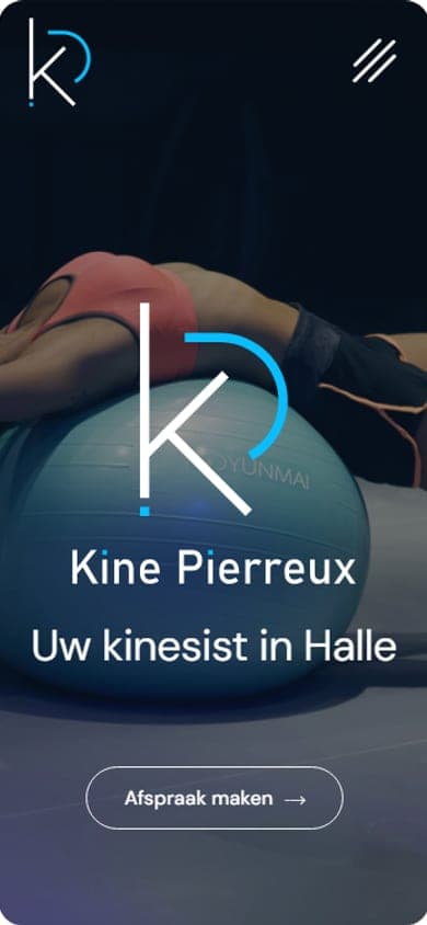 Homepage van Kine Pierreux op een gsm