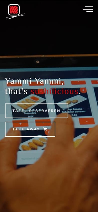 Homepage van Yammi Yammi op een gsm